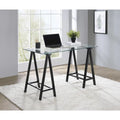 Scrivania Middleton con piano in vetro trasparente e base in metallo