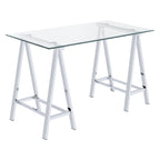 Scrivania Middleton con piano in vetro trasparente e base in metallo
