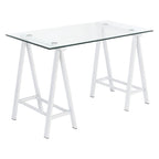 Scrivania Middleton con piano in vetro trasparente e base in metallo