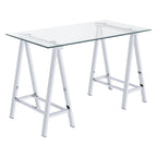 Scrivania Middleton con piano in vetro trasparente e base in metallo