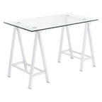 Scrivania Middleton con piano in vetro trasparente e base in metallo