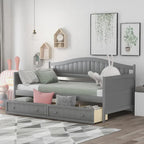 Divano Letto Singolo in Legno con 2 Cassetti / Letto Estraibile, Divano Letto per Camera da Letto Soggiorno, Nessuna Rete a Molle Necessaria