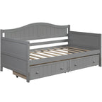 Divano Letto Singolo in Legno con 2 Cassetti / Letto Estraibile, Divano Letto per Camera da Letto Soggiorno, Nessuna Rete a Molle Necessaria