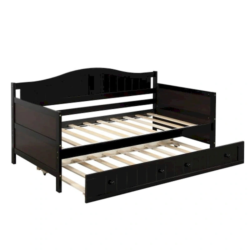 Divano Letto Singolo in Legno con 2 Cassetti / Letto Estraibile, Divano Letto per Camera da Letto Soggiorno, Nessuna Rete a Molle Necessaria