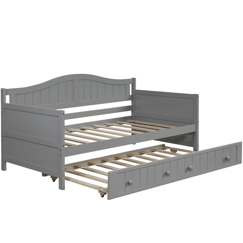 Divano Letto Singolo in Legno con 2 Cassetti / Letto Estraibile, Divano Letto per Camera da Letto Soggiorno, Nessuna Rete a Molle Necessaria