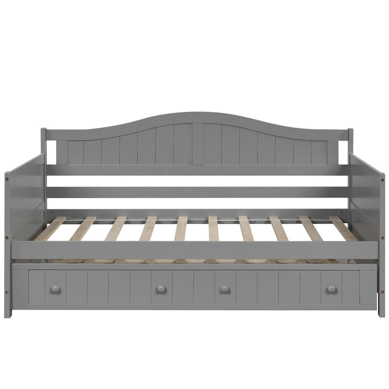 Divano Letto Singolo in Legno con 2 Cassetti / Letto Estraibile, Divano Letto per Camera da Letto Soggiorno, Nessuna Rete a Molle Necessaria