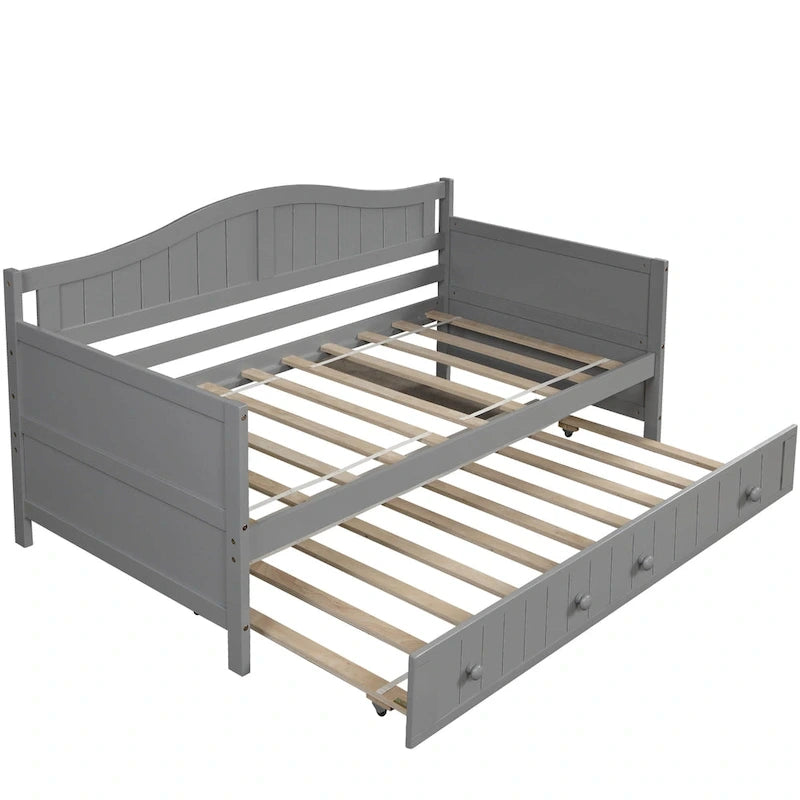 Divano Letto Singolo in Legno con 2 Cassetti / Letto Estraibile, Divano Letto per Camera da Letto Soggiorno, Nessuna Rete a Molle Necessaria