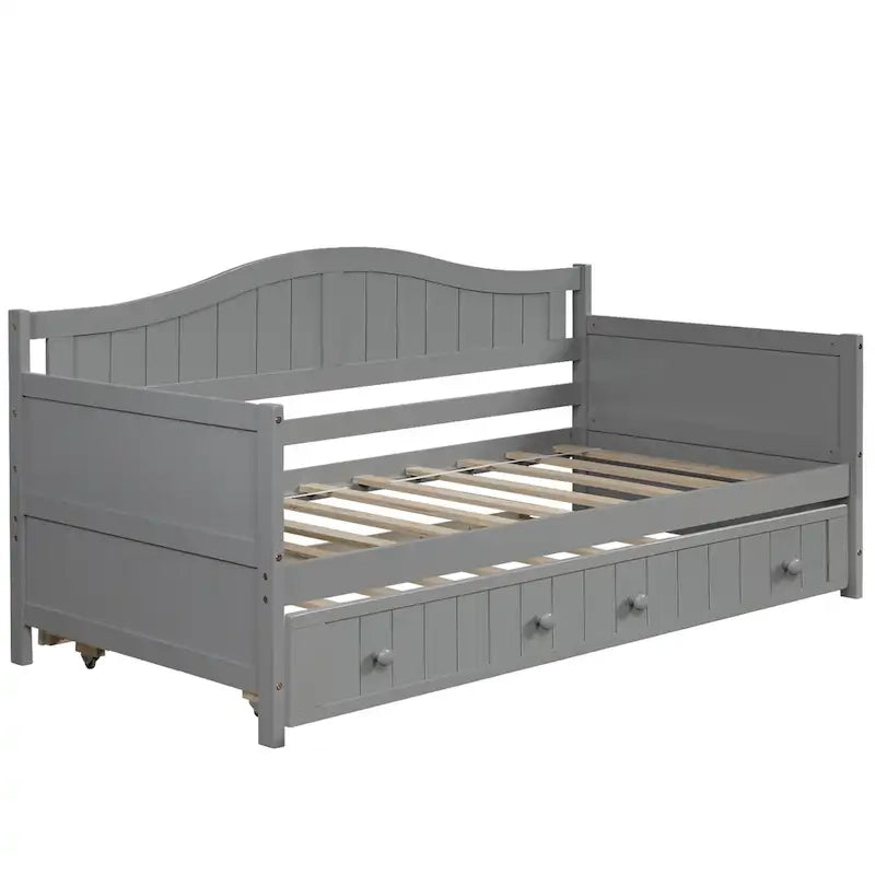 Divano Letto Singolo in Legno con 2 Cassetti / Letto Estraibile, Divano Letto per Camera da Letto Soggiorno, Nessuna Rete a Molle Necessaria