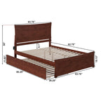 Letto a piattaforma in legno massiccio con pediera e letto estraibile abbinati