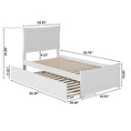 Letto a piattaforma in legno massiccio con pediera e letto estraibile abbinati