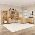 Scrivania a L Somerset 72W con credenza, armadietto e libreria in grigio