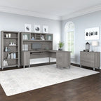 Scrivania a L Somerset 72W con credenza, armadietto e libreria in grigio