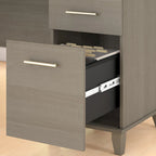 Scrivania a L Somerset 72W con credenza, armadietto e libreria in grigio