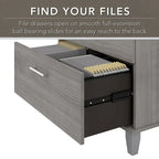Scrivania a L Somerset 72W con credenza, armadietto e libreria in grigio
