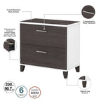 Scrivania a L Somerset 72W con credenza, armadietto e libreria in grigio