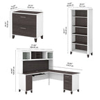 Scrivania a L Somerset 72W con credenza, armadietto e libreria in grigio