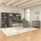 Scrivania a L Somerset 72W con credenza, armadietto e libreria in grigio