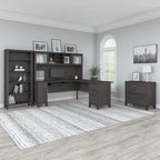 Scrivania a L Somerset 72W con credenza, armadietto e libreria in grigio