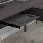 Scrivania a L Somerset 72W con credenza, armadietto e libreria in grigio
