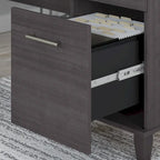Scrivania a L Somerset 72W con credenza, armadietto e libreria in grigio
