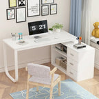 Scrivania ad angolo per computer da 55" - Postazione di lavoro con cassetti - 5 colori grandi