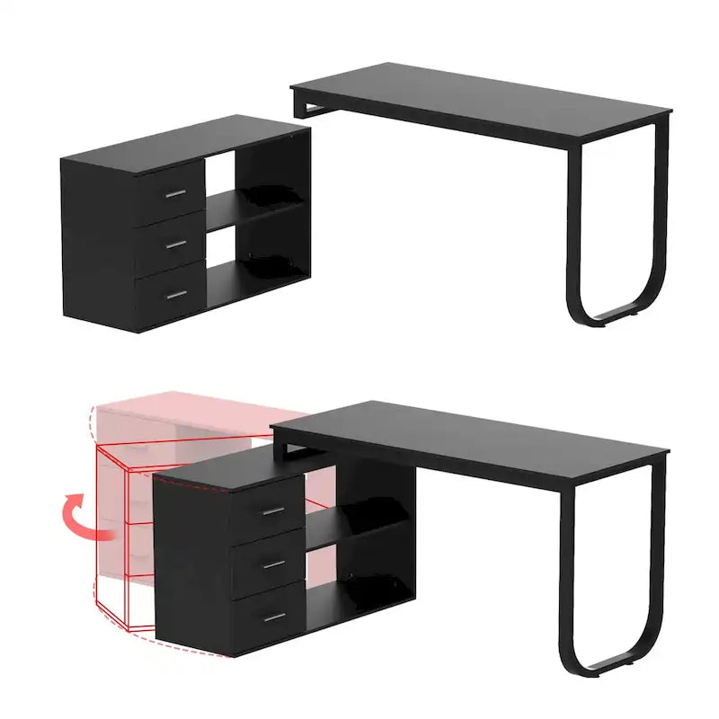 Scrivania ad angolo per computer da 55" - Postazione di lavoro con cassetti - 5 colori grandi