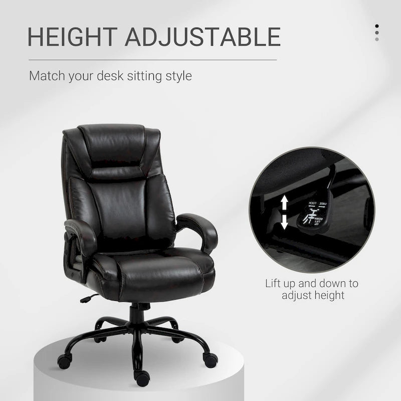Sedia da Ufficio Direzionale Grande e Alta 400 libbre Sedia da Scrivania per Computer con Schienale Alto in Pelle PU, Imbottitura Ergonomica