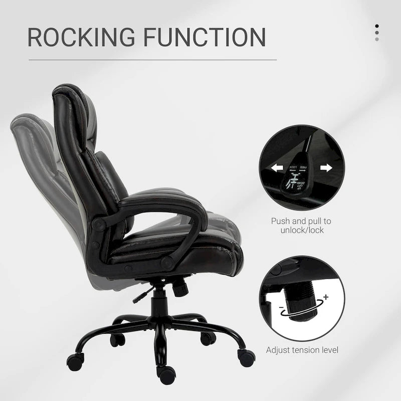 Sedia da Ufficio Direzionale Grande e Alta 400 libbre Sedia da Scrivania per Computer con Schienale Alto in Pelle PU, Imbottitura Ergonomica