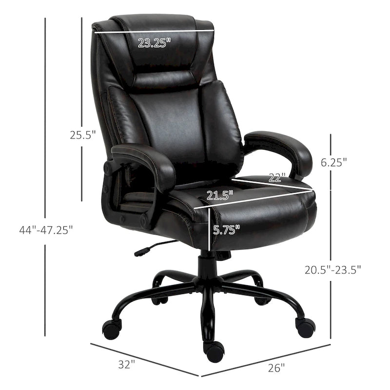 Sedia da Ufficio Direzionale Grande e Alta 400 libbre Sedia da Scrivania per Computer con Schienale Alto in Pelle PU, Imbottitura Ergonomica
