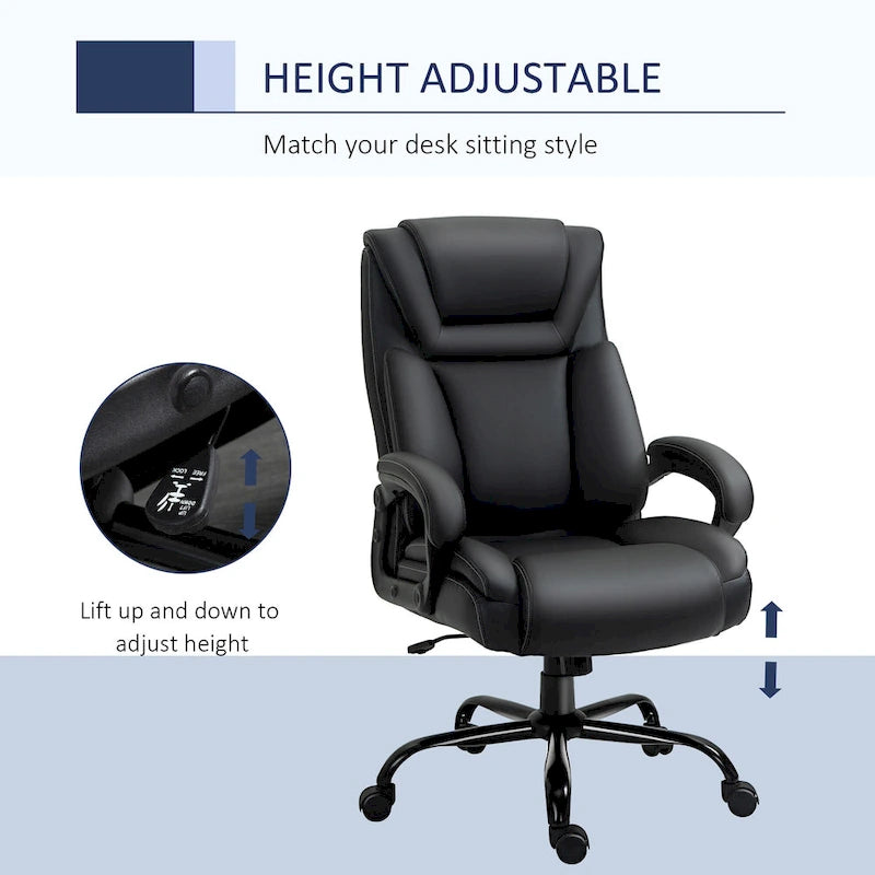 Sedia da Ufficio Direzionale Grande e Alta 400 libbre Sedia da Scrivania per Computer con Schienale Alto in Pelle PU, Imbottitura Ergonomica