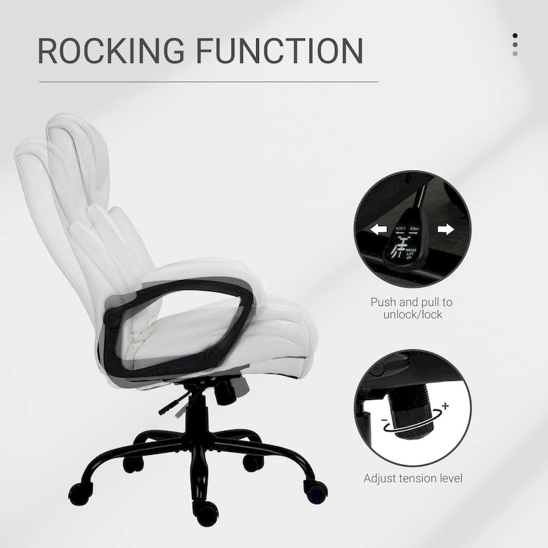 Sedia da Ufficio Direzionale Grande e Alta 400 libbre Sedia da Scrivania per Computer con Schienale Alto in Pelle PU, Imbottitura Ergonomica