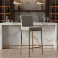 Set of 2 Gray and Gold Contemporary Upholstery Counter Chairs 37.5