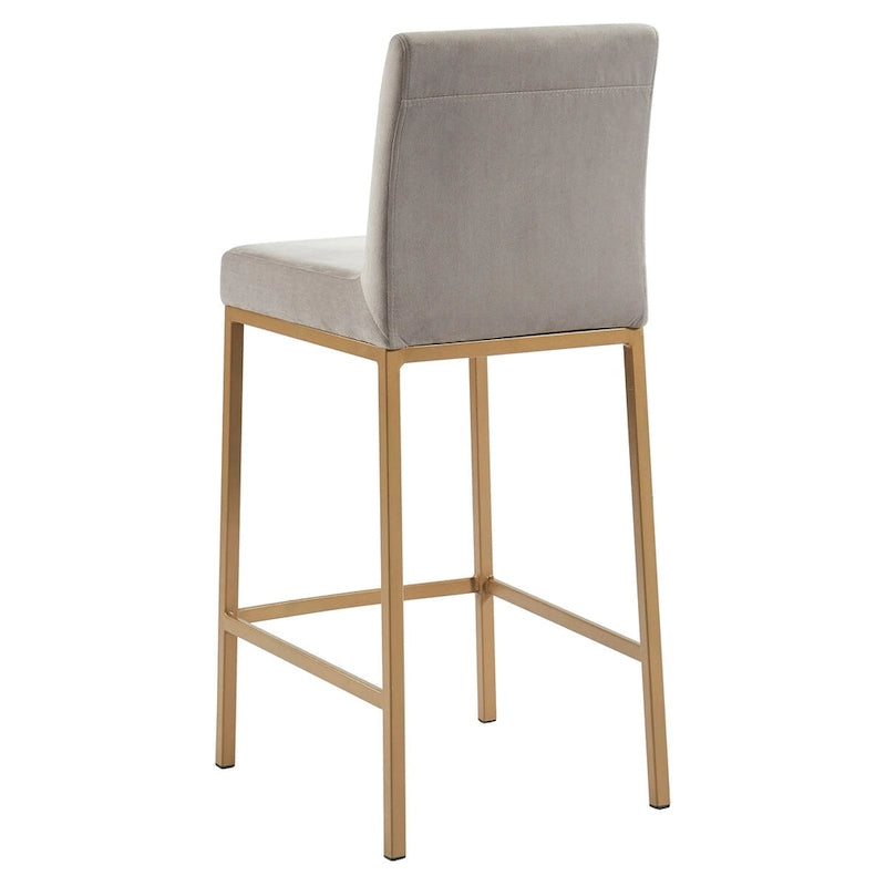 Set di 2 sedie da bancone contemporanee in tessuto grigio e oro 37.5