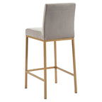 Set di 2 sedie da bancone contemporanee in tessuto grigio e oro 37.5