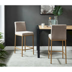 Set di 2 sedie da bancone contemporanee in tessuto grigio e oro 37.5