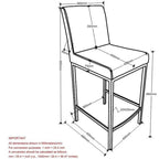 Set di 2 sedie da bancone contemporanee in tessuto grigio e oro 37.5