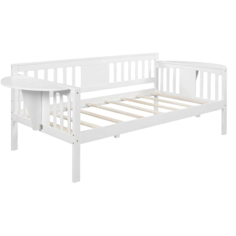 Daybed singolo con doghe in legno, colore bianco