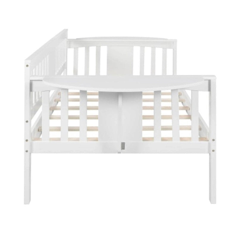 Daybed singolo con doghe in legno, colore bianco