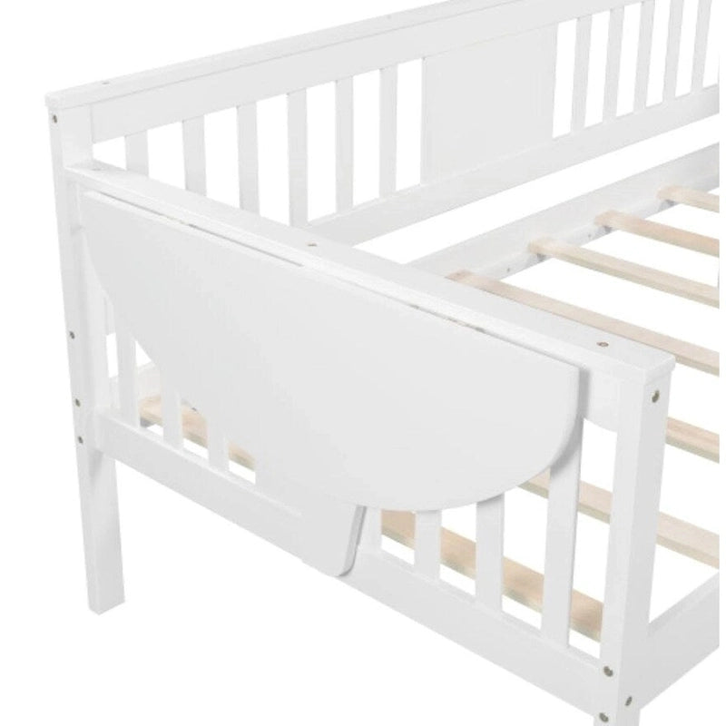 Daybed singolo con doghe in legno, colore bianco