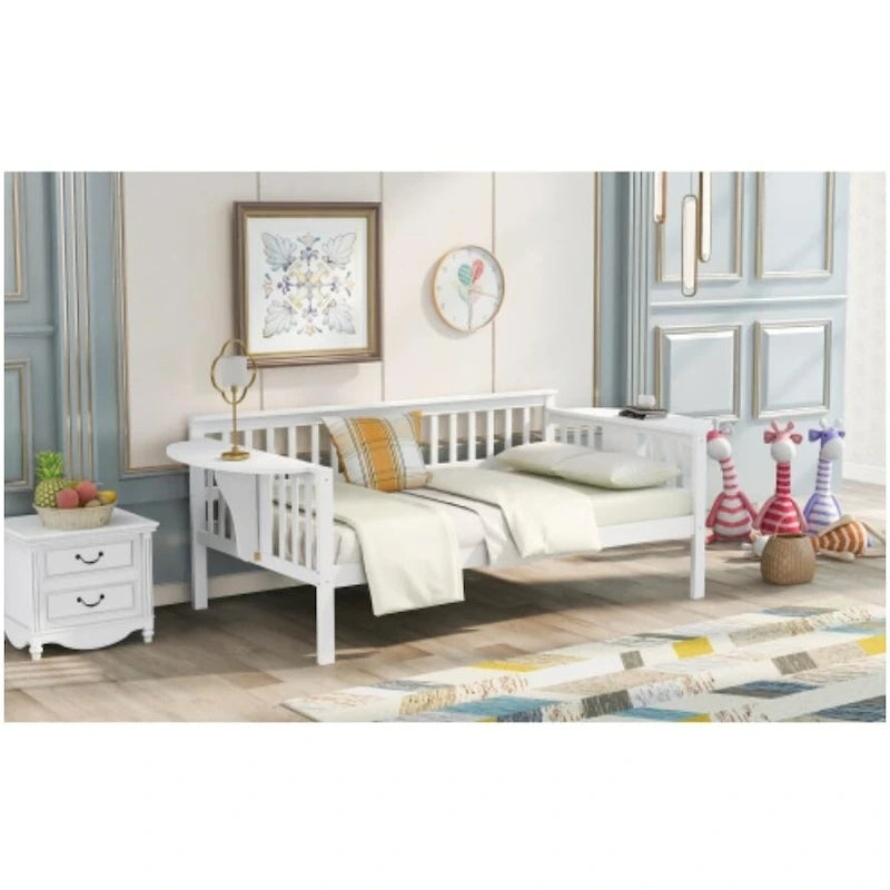 Daybed singolo con doghe in legno, colore bianco