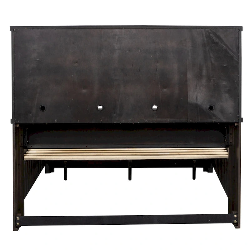 Letto matrimoniale con libreria Thornwood Hills Rock Beaten Gray con tagli a sega