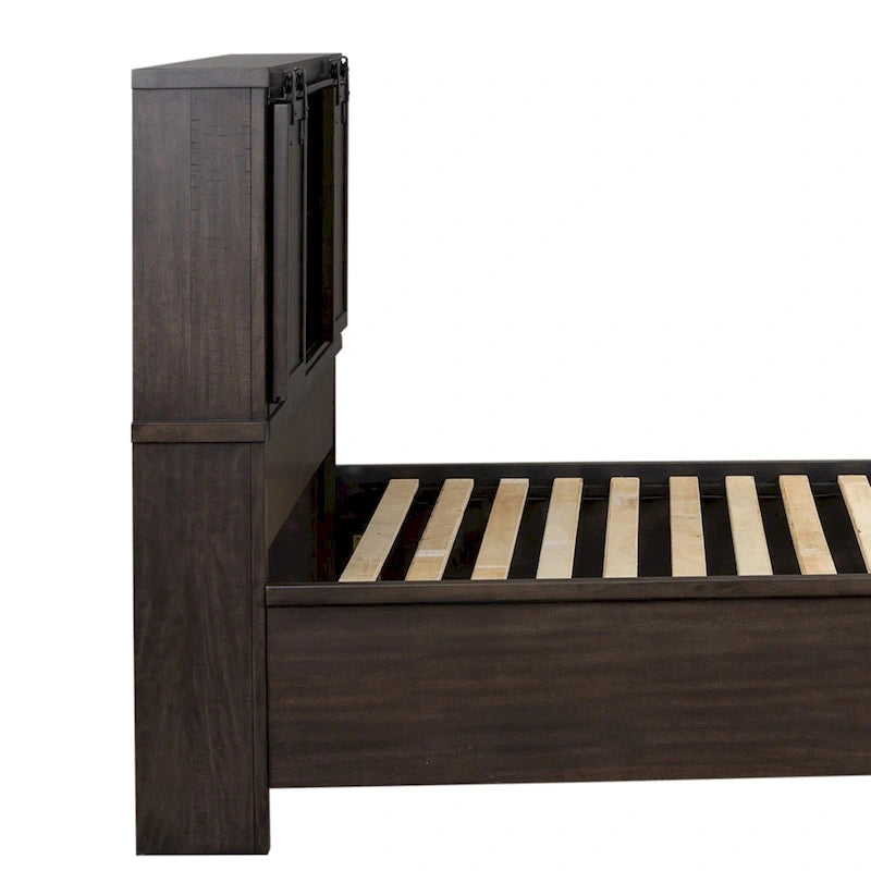 Letto matrimoniale con libreria Thornwood Hills Rock Beaten Gray con tagli a sega