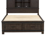 Letto matrimoniale con libreria Thornwood Hills Rock Beaten Gray con tagli a sega