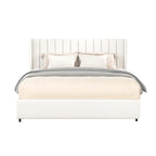 Letto con piattaforma imbottito in bouclé Queen Size con cassetto