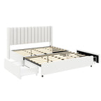 Letto con piattaforma imbottito in bouclé Queen Size con cassetto