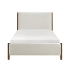 Letto con piattaforma imbottito in ciniglia beige in legno massello 1 pz