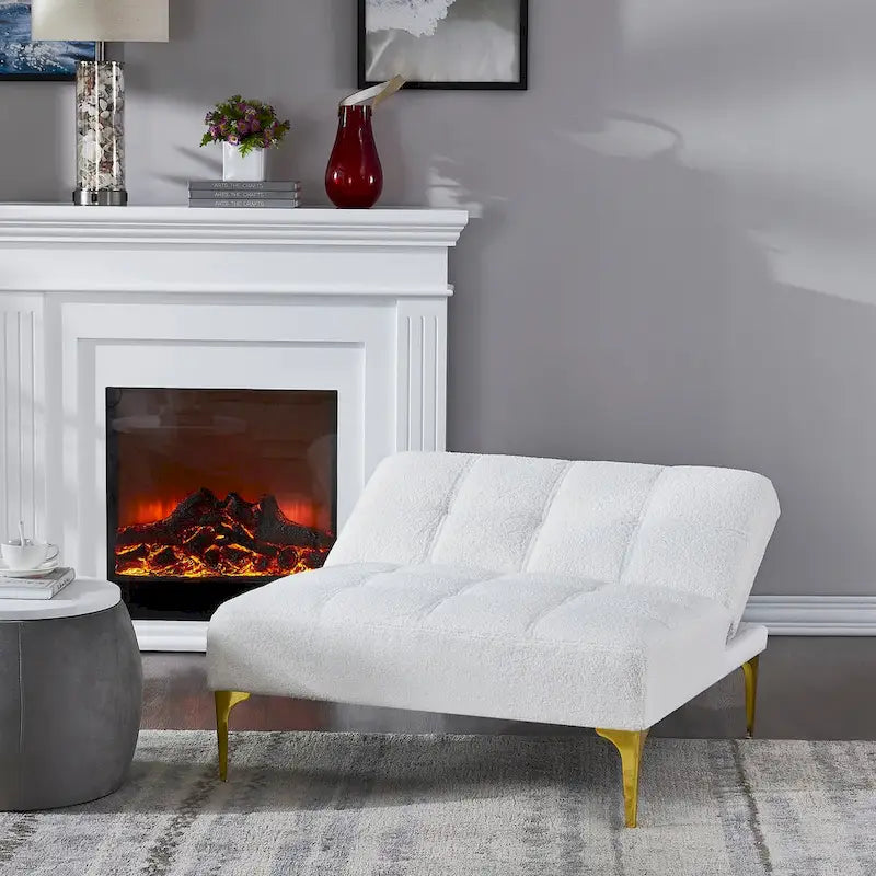Divano letto futon convertibile con gambe in legno massello in tessuto di lino verde senape