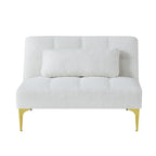 Divano letto futon convertibile con gambe in legno massello in tessuto di lino verde senape