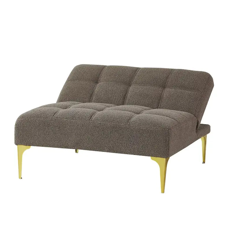 Divano letto futon convertibile con gambe in legno massello in tessuto di lino verde senape