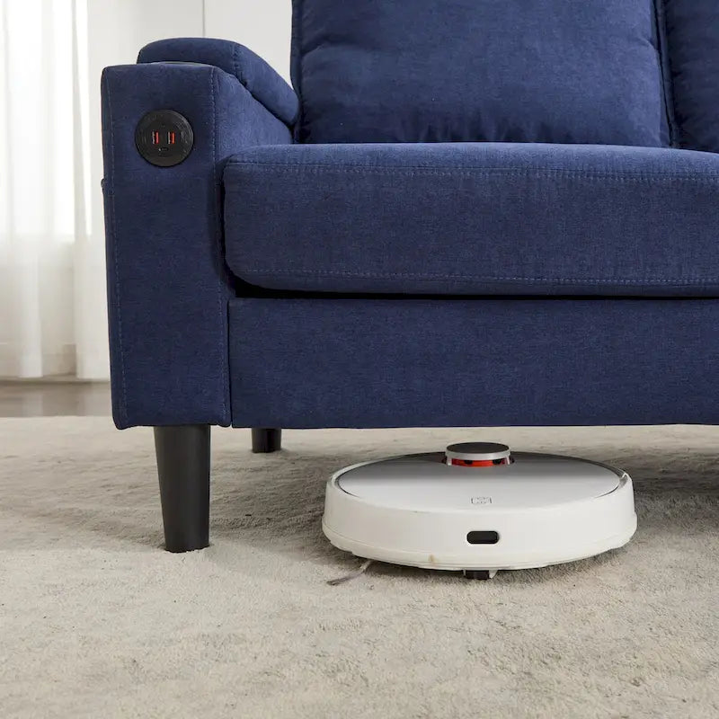 Divano a 3 posti imbottito con pouf contenitore per il soggiorno